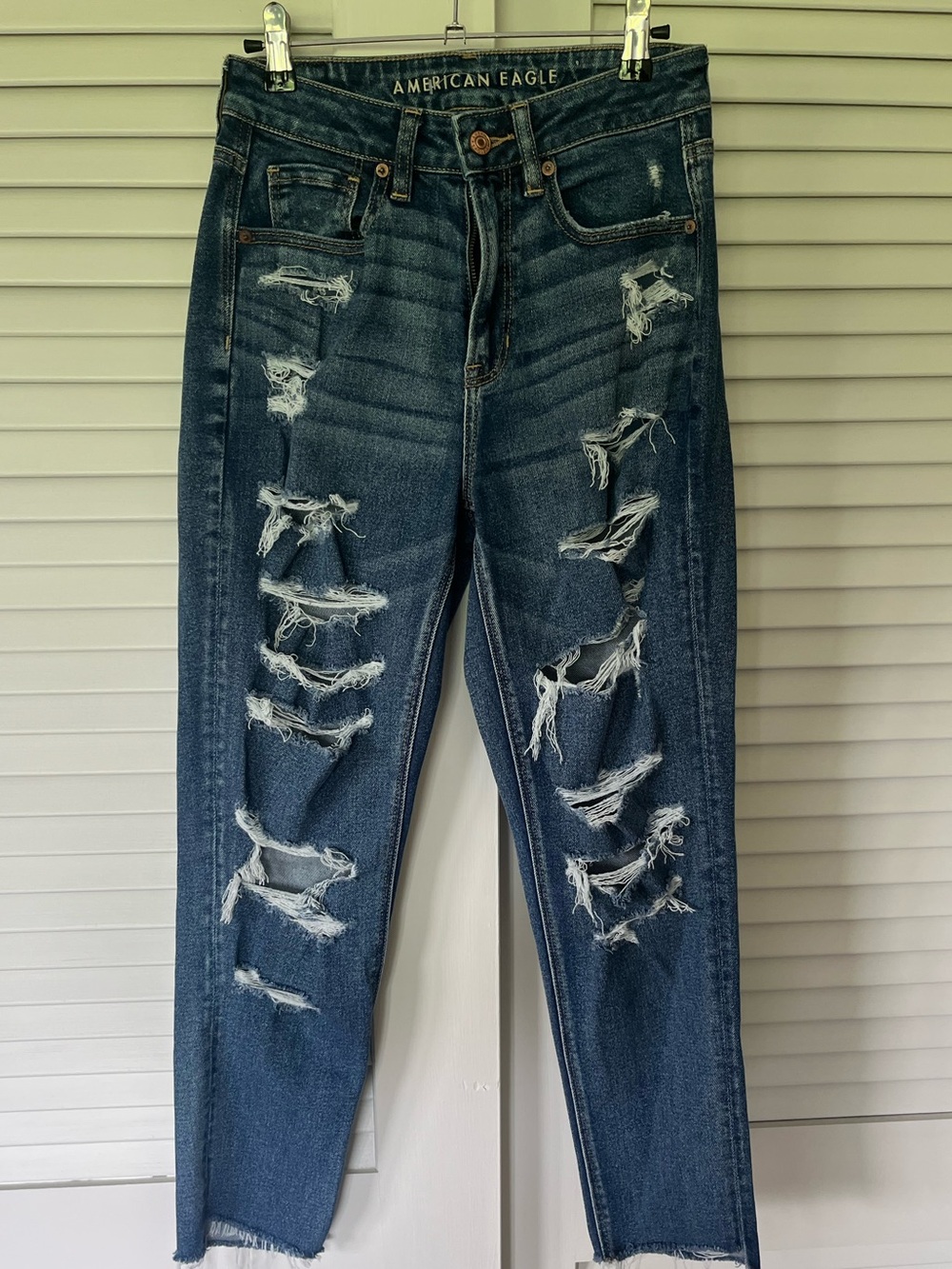 American Eagle Outfitters Distressed Dark Blue Ripped Jeans
